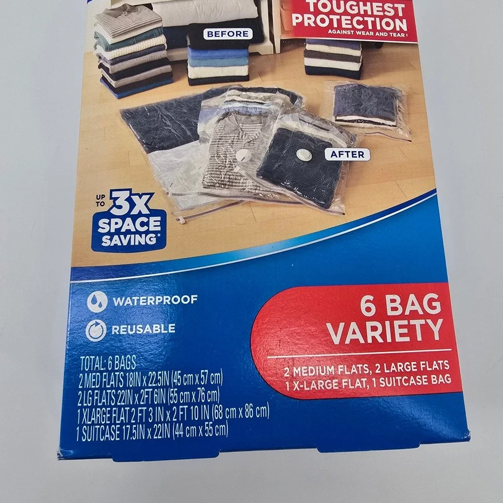Ziploc Space Bag Variety Pack 6 Count Blue Vacuum Seal Compression Storage Bags